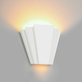 Art Deco Up/Down Wall Light, White Ceramic Finish, G9 Bulb Cap