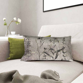 Art Floral Rectangle Throw Pillow Cushion, Cream, 35x45cm