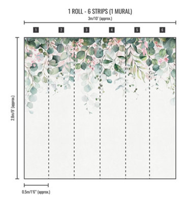 Art for the Home Botanical Cascade Blush Floral Repeatable Fixed Size Wall Mural