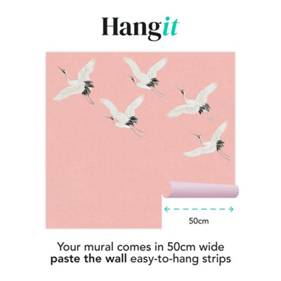 Art For the Home Cranes in Flight Blush Print To Order Fixed Size Mural