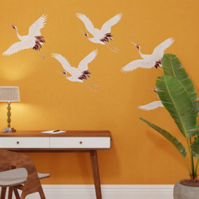 Art For the Home Cranes in Flight Ochre Print To Order Fixed Size Mural