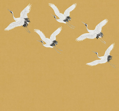 Art For the Home Cranes in Flight Ochre Print To Order Fixed Size Mural
