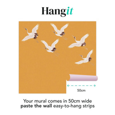 Art For the Home Cranes in Flight Ochre Print To Order Fixed Size Mural
