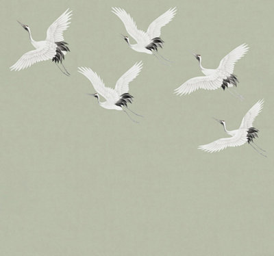 Art For the Home Cranes in Flight Sage Print To Order Fixed Size Mural