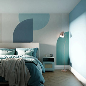 Art For the Home Curve & Arch Geo  Teal Print To Order Fixed Size Mural