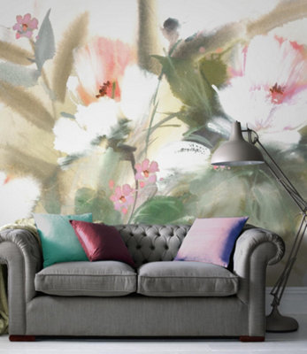 Art for the Home Expressive Floral Lush Fixed Size Wall Mural | DIY at B&Q