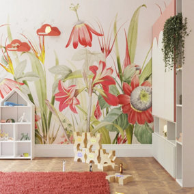 Art For the Home Flora Red Print To Order Fixed Size Mural