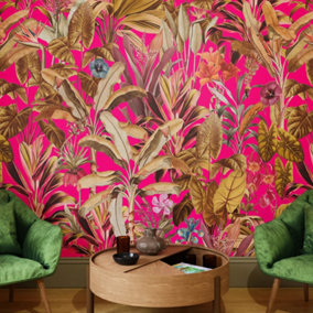 Art For the Home Funky Jungle Hot Pink Print To Order Fixed Size Mural