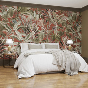 Art For the Home Funky Jungle Terracotta Print To Order Fixed Size Mural