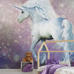 Art for the Home Magical Unicorn Purple Sparkle Fixed Size Wall Mural