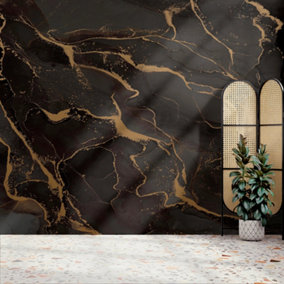 Art For the Home Marble Black & Gold Print To Order Fixed Size Mural