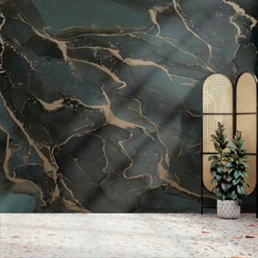Art For the Home Marble Teal Gold Print To Order Fixed Size Mural