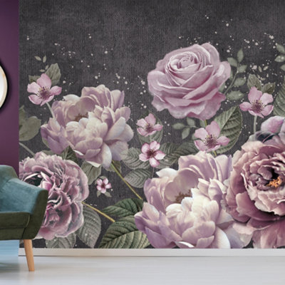 Art for the Home Moody Blooms Floral Fixed Size Wall Mural | DIY at B&Q