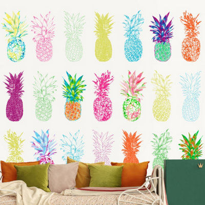 Art for the Home Pineapple Brights Tropical Fixed Size Wall Mural