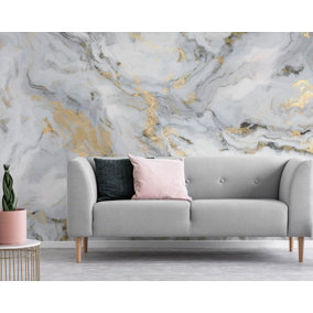 Art for the Home Precious Stone Grey & Gold Repeatable Fixed Size Wall Mural
