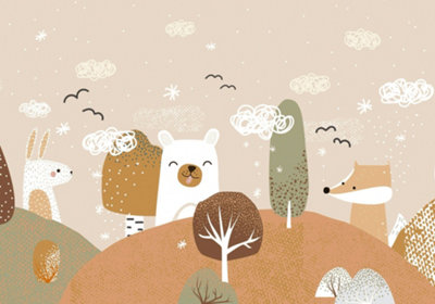 Art For the Home Scandi Animals Rust Print To Order Fixed Size Mural