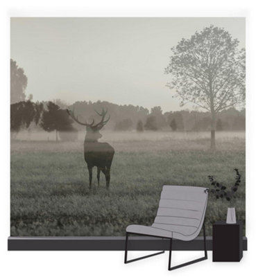Art for the Home Stag In The Woods Natural Fixed Size Wall Mural