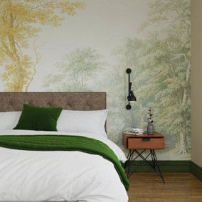 Art For the Home Stately Woodland  Green Ochre Print To Order Fixed Size Mural
