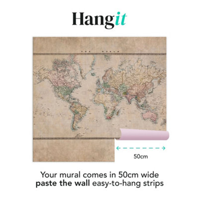 Art For the Home The Archivist Map  Natural Print To Order Fixed Size Mural