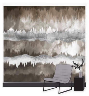 Art for the Home The Horizon Taupe Abstract Fixed Size Wall Mural