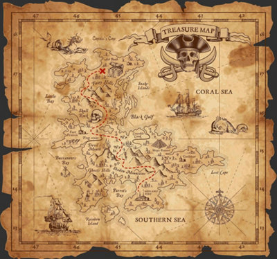 Art For the Home Treasure Map Natural Print To Order Fixed Size Mural