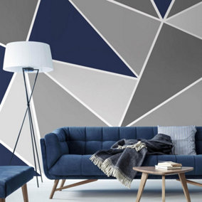 Art for the Home Trinity Geometric Navy Fixed Size Wall Mural