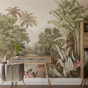 Art For the Home Vintage Jungle Mono Print To Order Fixed Size Mural