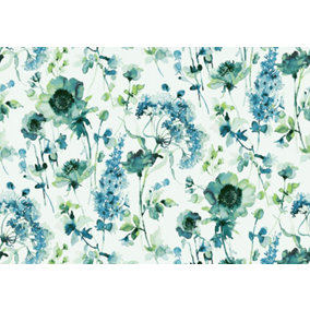 Art For the Home Watercolour Floral Blue Green Print To Order Fixed Size Mural