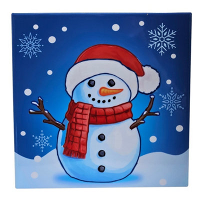 Art of Arora - Snowman in the Snow trivet