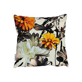 Art vintage white peonies and gold orange asters (Outdoor Cushion) / 45cm x 45cm