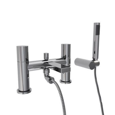Arte Deck Mounted Handleless Bath Shower Mixer with Handset and Holder Chrome - 5