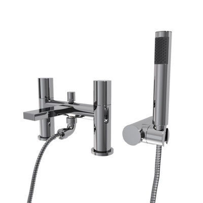 Arte Deck Mounted Handleless Bath Shower Mixer with Handset and Holder Chrome - 6