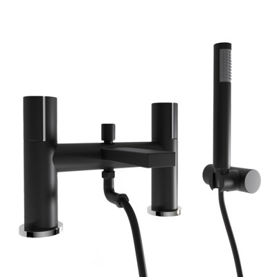 Arte Deck Mounted Handleless Bath Shower Mixer with Handset & Holder Matt Black - 5