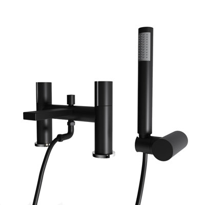 Arte Deck Mounted Handleless Bath Shower Mixer with Handset & Holder Matt Black - 6