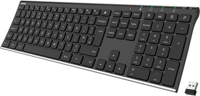 Arteck 2.4 g Wireless Keyboard Stainless Steel Slim Full Size with ...