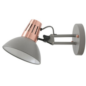 ARTEMIS - CGC Grey Wall Light With Brushed Copper Accents