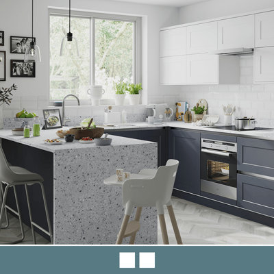 View Artemisia in the colour Midnight Blue, which features cabinets in a dark, rich blue with a matt finish.