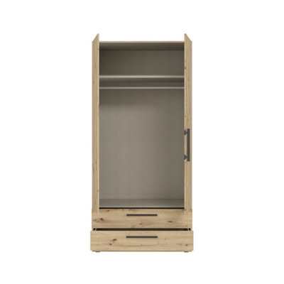 Arten Oak Artisan Cadixo Double Wardrobe with Rail, 2 Shelves and 2 ...