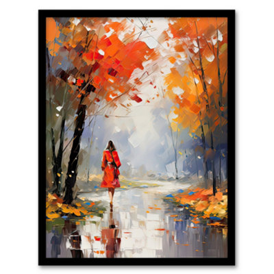 Artery8 Autumn Walk Oil Painting Woman Walking Through Park Wall Art ...