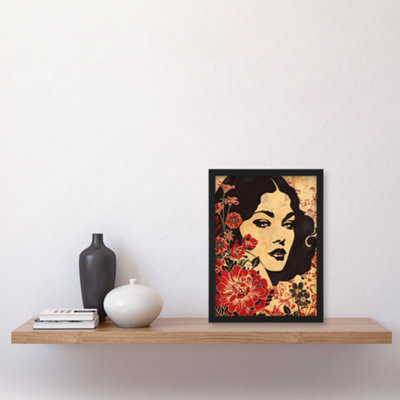 Artery8 Beauty in Bloom Woman Floral Portrait Design Wall Art Print ...