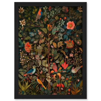 Artery8 Birds on Blooming Trees in Spring Modern Folk Art Wall Art ...