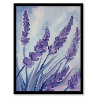 Artery8 Classic Lavender Blue Sky Painting Modern Floral Wall Art Print ...