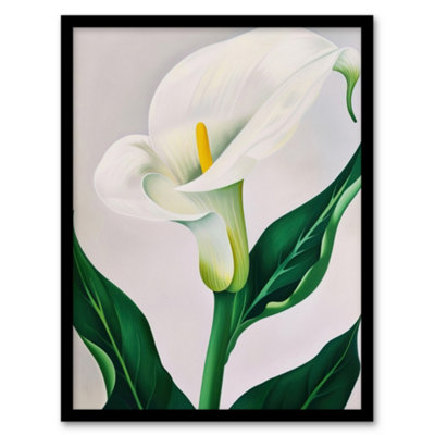 Artery8 Classic White Lily Painting Modern Single Flower Wall Art Print ...