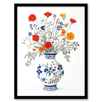 Artery8 Colourful Wildflower Bouquet Floral Pattern Vase Wall Art Print ...
