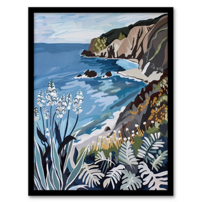 Artery8 Cornish Coast Painting Cornwall Wildflowers Wall Art Print - A4 ...