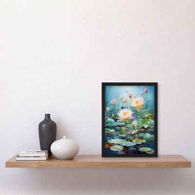 Artery8 Dreamy Lotus Pond Blooming Water Lily Flowers Picture Wall Art ...