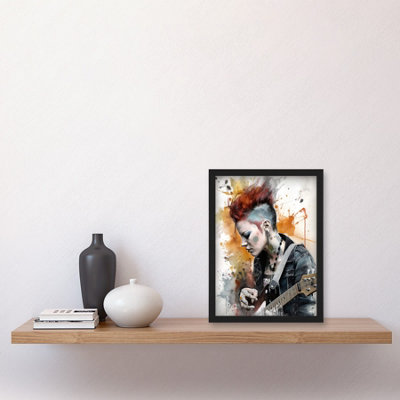 Artery8 Edgy Young Punk Woman with Mohawk and Electric Guitar Modern ...