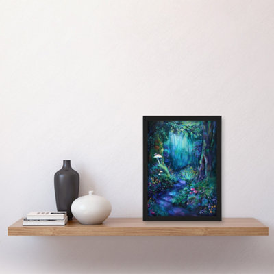 Artery8 Enchanted Forest Bioluminescent Fantasy Magical Wall Art Print ...