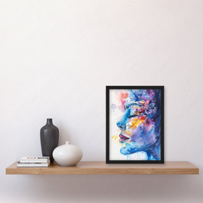Artery8 Ethereal Woman Face Portrait Floral Watercolour Wall Art Print ...