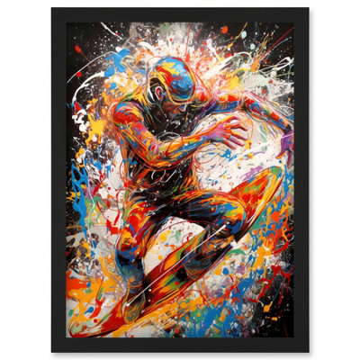 Artery8 Extreme Sports Athlete Splatter Paint Portrait Wall Art Print ...